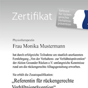 Urkunde für zertifizierte Therapeuten